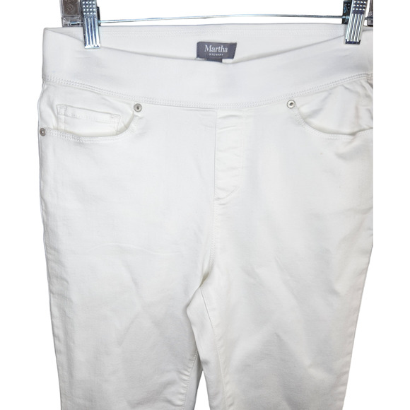 Martha Stewart Women's Jeans Size 8 White Knit Denim Ankle Pull On Elastic NWOT - Picture 11 of 16